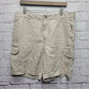 NEW C&C California 100% Linen Cargo Shorts Mens 36 Neutral Gorpcore Outdoorsy